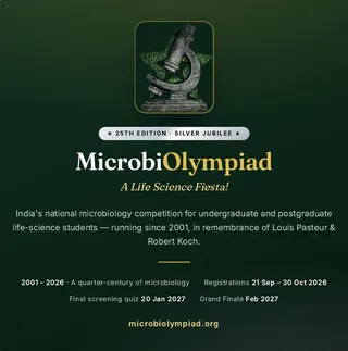 Cover of the MicrobiOlympiad 2026–27 brochure