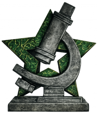 MicrobiOlympiad emblem — microscope and star